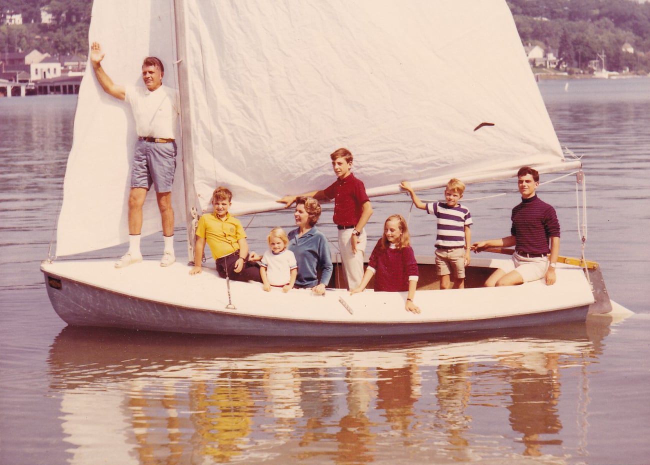 The Schlafly family together on a sailboat