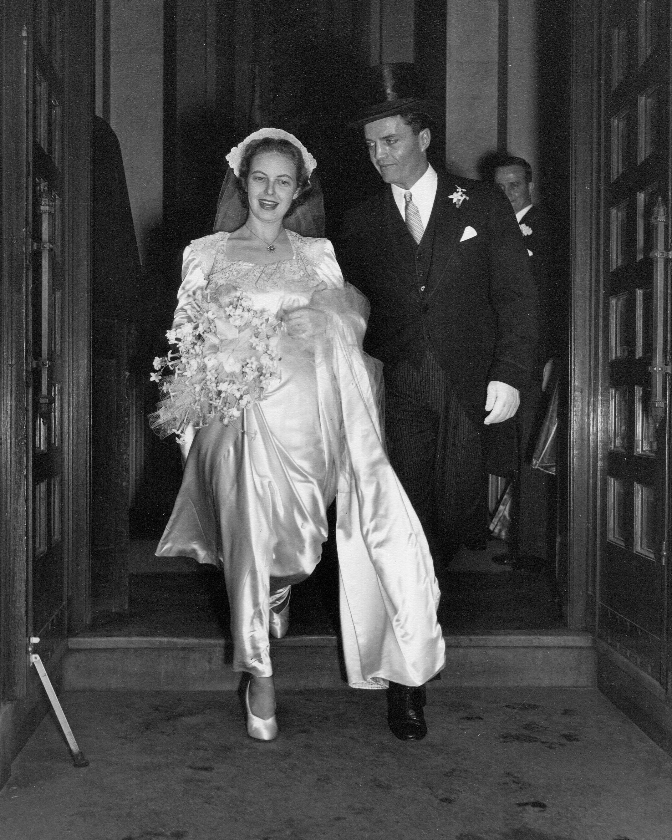 Phyllis and Fred Schlafly leave their wedding ceremony