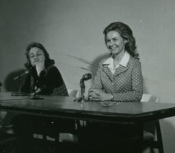 Phyllis Schlafly speaks during a public discussion in 1973
