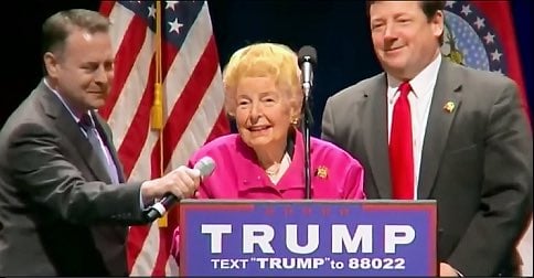 Phyllis Schlafly endorses Donald Trump during a campaign event