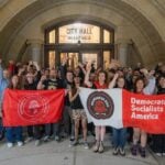 Democratic Socialists of America supporters at a Milwaukee rally
