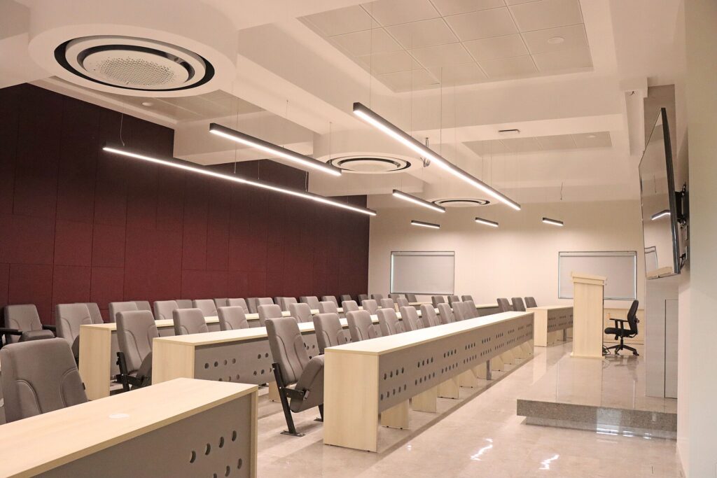 Artificial intelligence classroom with computer workstations