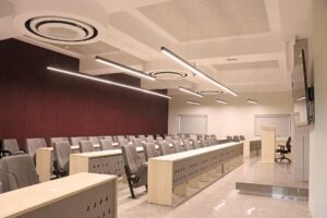 Artificial intelligence classroom with computer workstations
